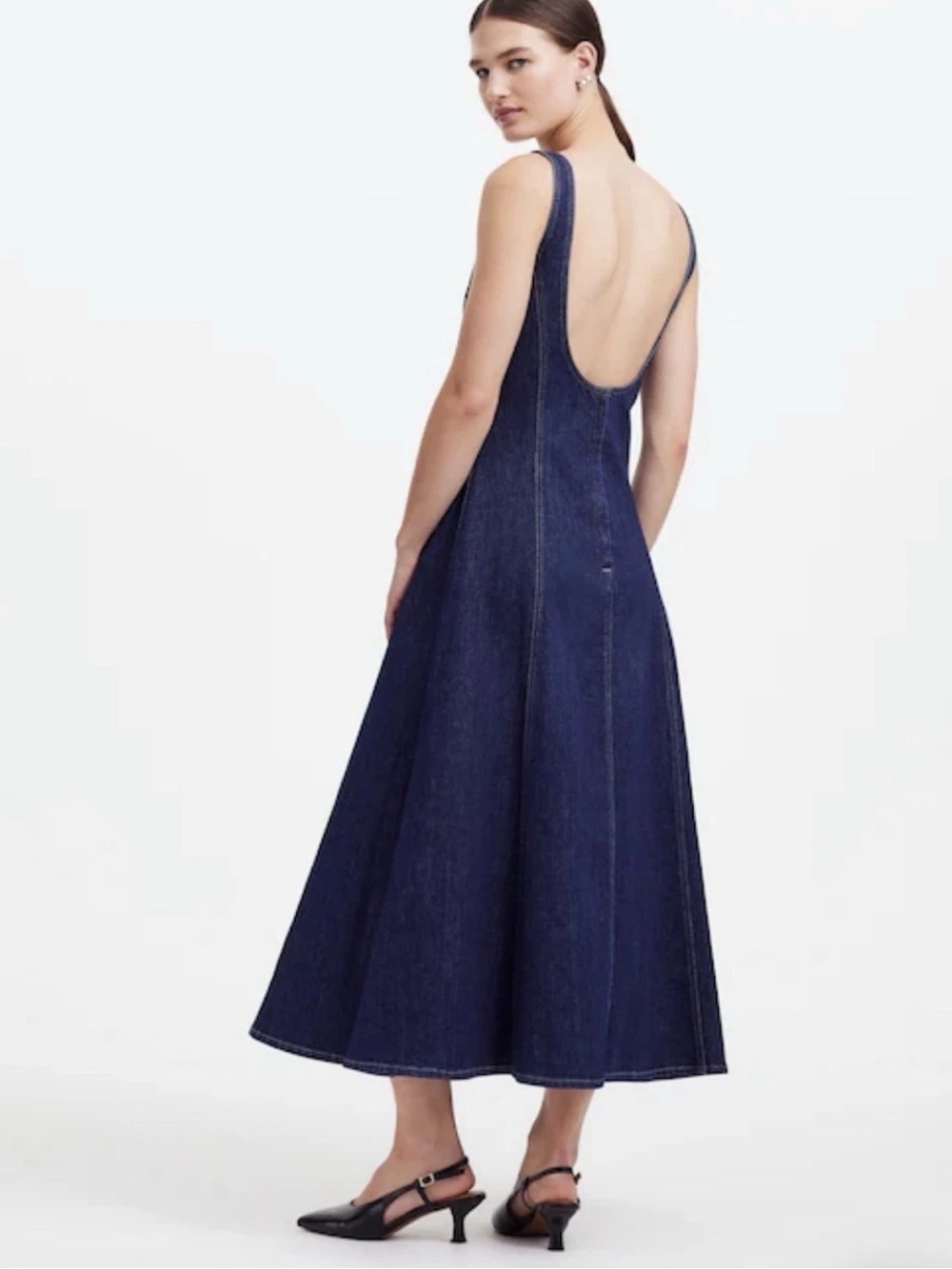 Madewell x Alexa Chung Denim Tank Midi Dress in Pellson Wash Size 14 Cotton